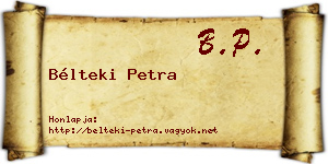Bélteki Petra névjegykártya